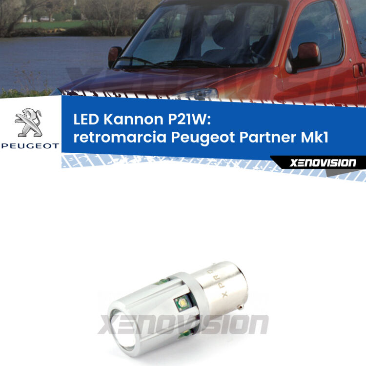 <strong>LED per Retromarcia Peugeot Partner Mk1 1996 - 2007.</strong>Lampadina P21W con una poderosa illuminazione frontale rafforzata da 5 potenti chip laterali.
