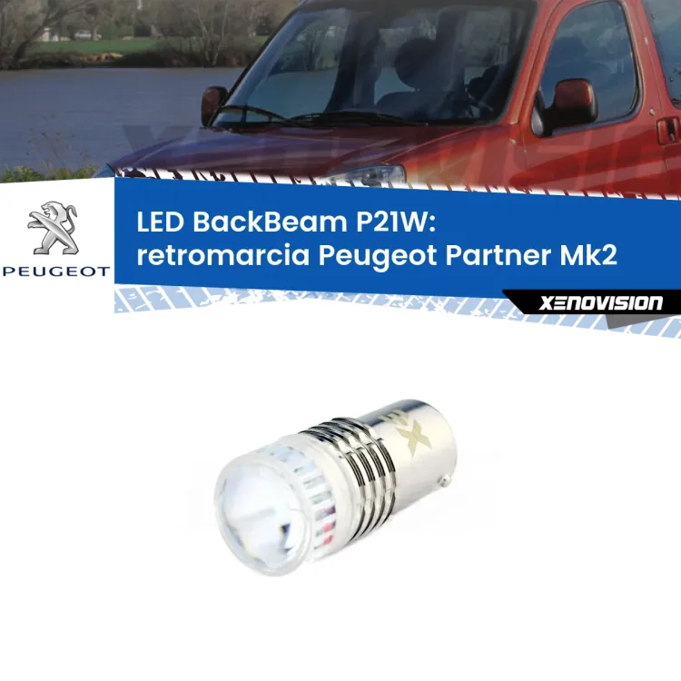 0 Retromarcia LED Peugeot Partner Mk2 2008 - 2016: P21W BackBeam <strong>Retromarcia LED per Peugeot Partner</strong> Mk2 2008 - 2016. Lampada <strong>P21W</strong> canbus. Illumina a giorno con questo straordinario cannone LED a luminosità estrema.