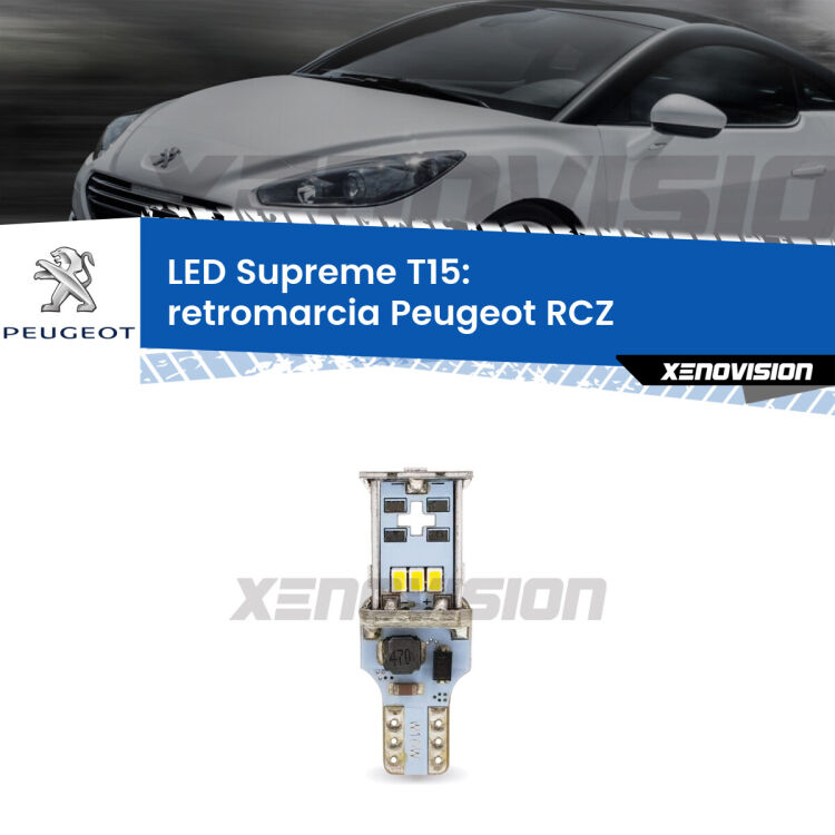 <strong>LED retromarcia per Peugeot RCZ</strong>  2010 - 2015. 15 Chip CREE 3535, sviluppa un'incredibile potenza. Qualità Massima. Oltre 6W reali di pura potenza.
