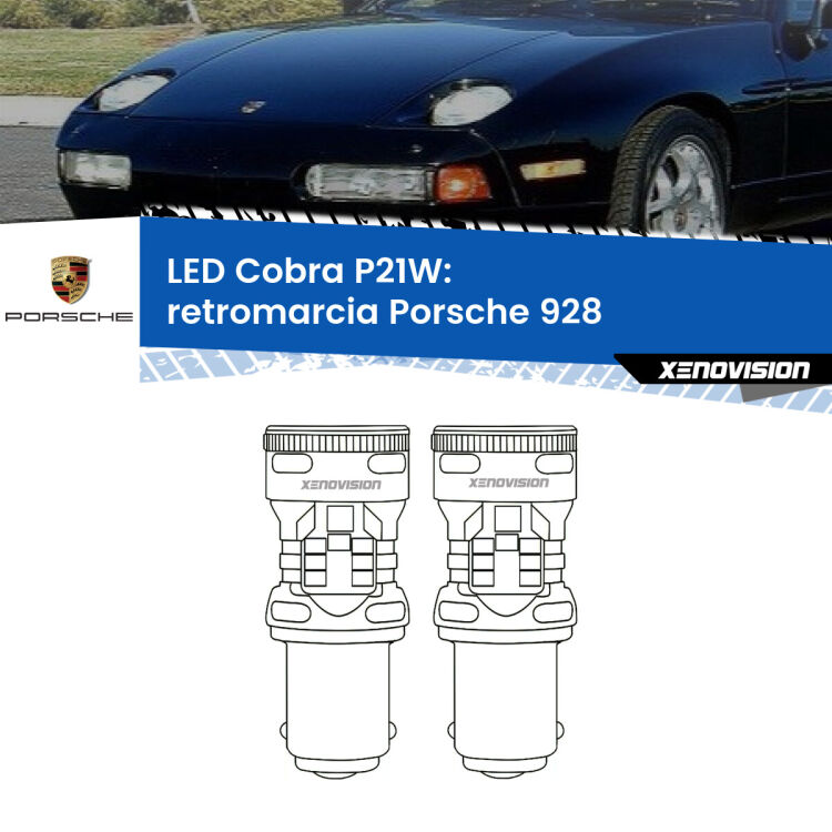 0 Retromarcia LED Porsche 928  1977 - 1995: P21W Cobra <strong>Retromarcia LED no-spie per Porsche 928</strong>  1977 - 1995. Coppia lampade <strong>P21W</strong> modello Cobra super-canbus, raffreddate a ventola.