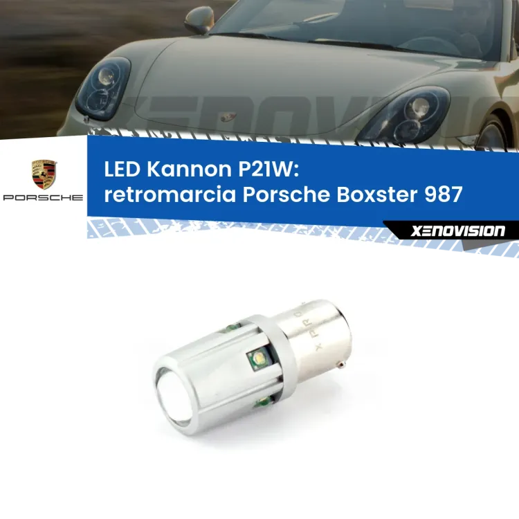 0 Retromarcia LED Porsche Boxster 987 2004 - 2008: P21W Kannon <strong>LED per Retromarcia Porsche Boxster 987 2004 - 2008.</strong>Lampadina P21W con una poderosa illuminazione frontale rafforzata da 5 potenti chip laterali.
