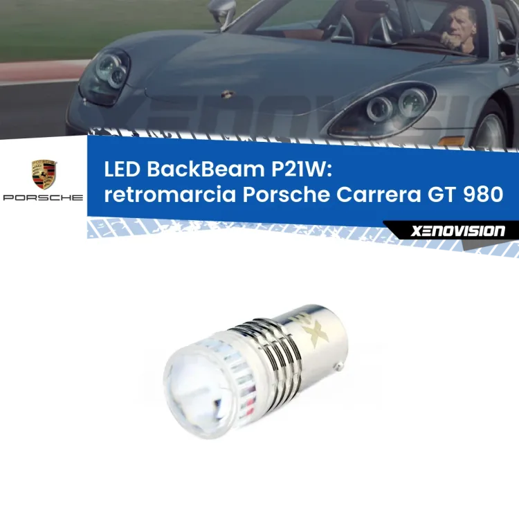 0 Retromarcia LED Porsche Carrera GT 980 2003 - 2006: P21W BackBeam <strong>Retromarcia LED per Porsche Carrera GT</strong> 980 2003 - 2006. Lampada <strong>P21W</strong> canbus. Illumina a giorno con questo straordinario cannone LED a luminosità estrema.
