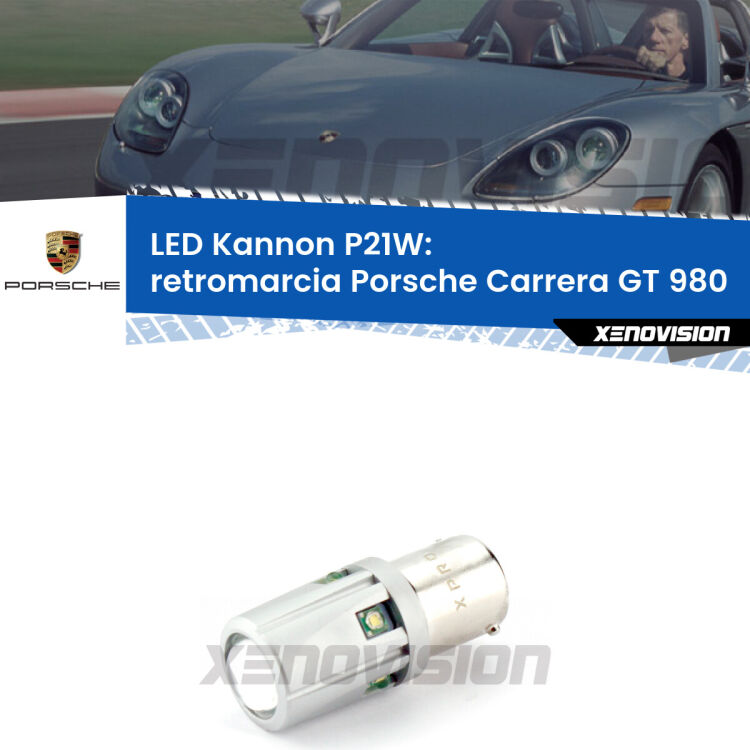 <strong>LED per Retromarcia Porsche Carrera GT 980 2003 - 2006.</strong>Lampadina P21W con una poderosa illuminazione frontale rafforzata da 5 potenti chip laterali.