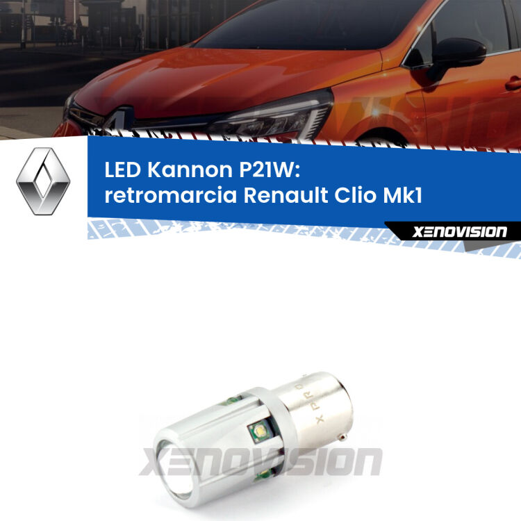 <strong>LED per Retromarcia Renault Clio Mk1 1990 - 1998.</strong>Lampadina P21W con una poderosa illuminazione frontale rafforzata da 5 potenti chip laterali.