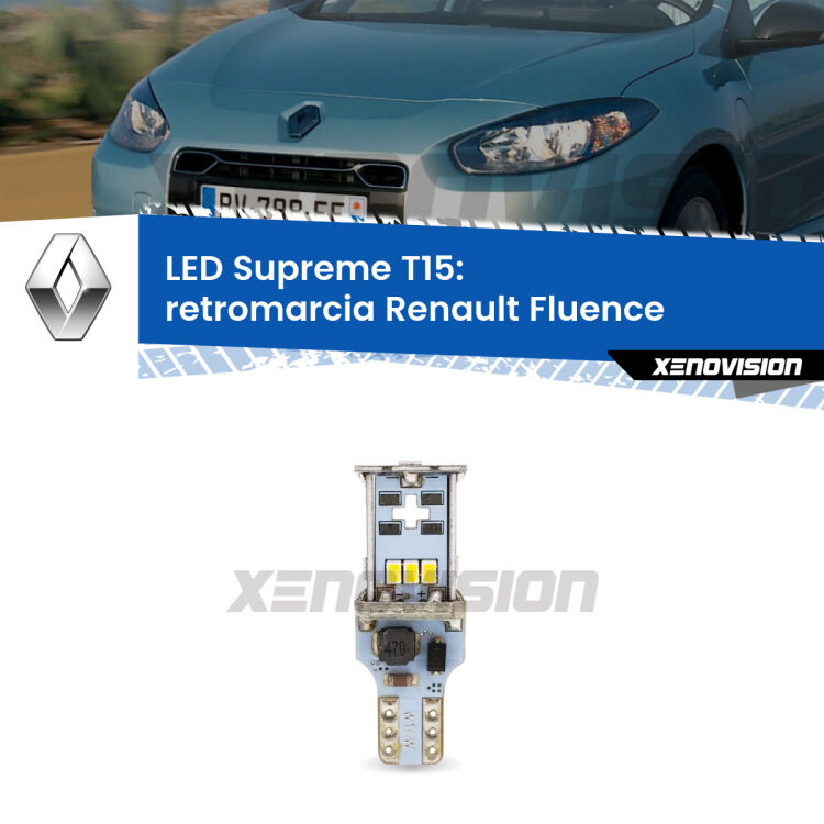 <strong>LED retromarcia per Renault Fluence</strong>  2010 - 2015. 15 Chip CREE 3535, sviluppa un'incredibile potenza. Qualità Massima. Oltre 6W reali di pura potenza.