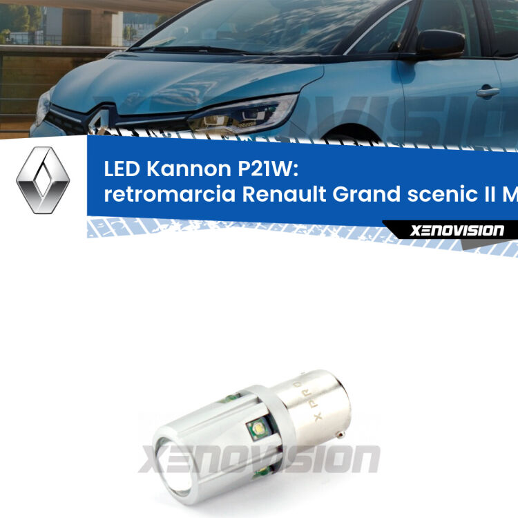 <strong>LED per Retromarcia Renault Grand scenic II Mk2 2004 - 2009.</strong>Lampadina P21W con una poderosa illuminazione frontale rafforzata da 5 potenti chip laterali.
