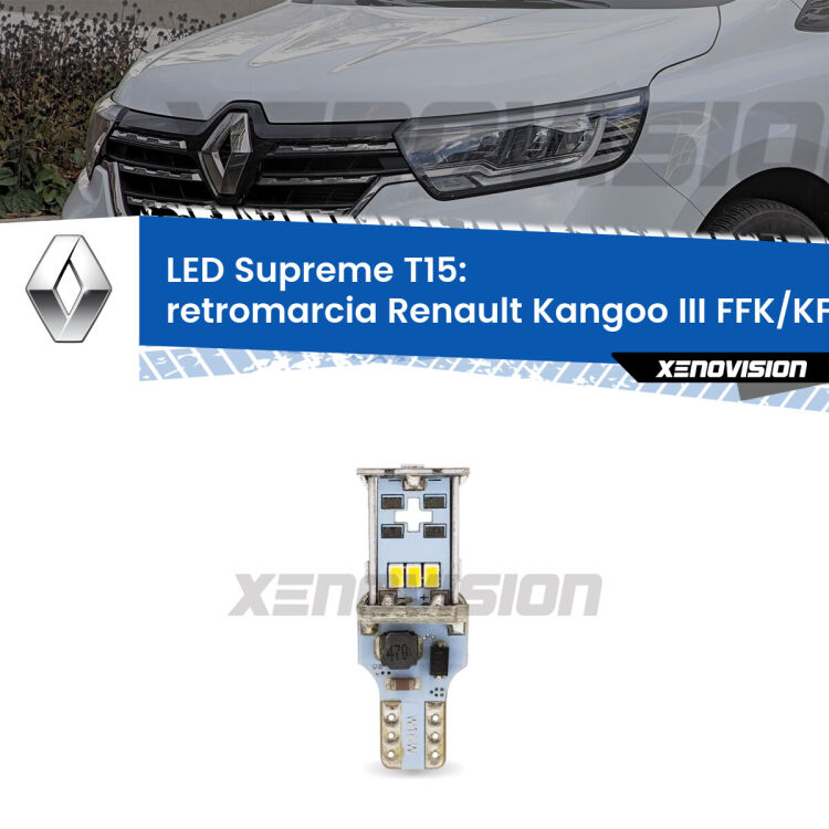 <strong>LED retromarcia per Renault Kangoo III</strong> FFK/KFK 2021 in poi. 15 Chip CREE 3535, sviluppa un'incredibile potenza. Qualità Massima. Oltre 6W reali di pura potenza.