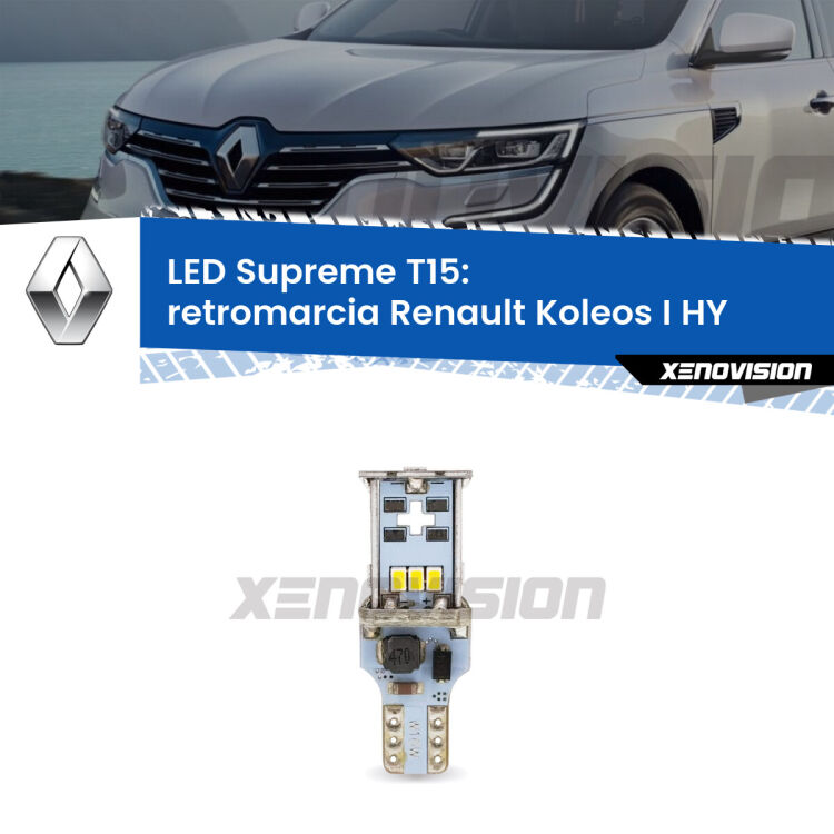 <strong>LED retromarcia per Renault Koleos I</strong> HY 2006 - 2015. 15 Chip CREE 3535, sviluppa un'incredibile potenza. Qualità Massima. Oltre 6W reali di pura potenza.
