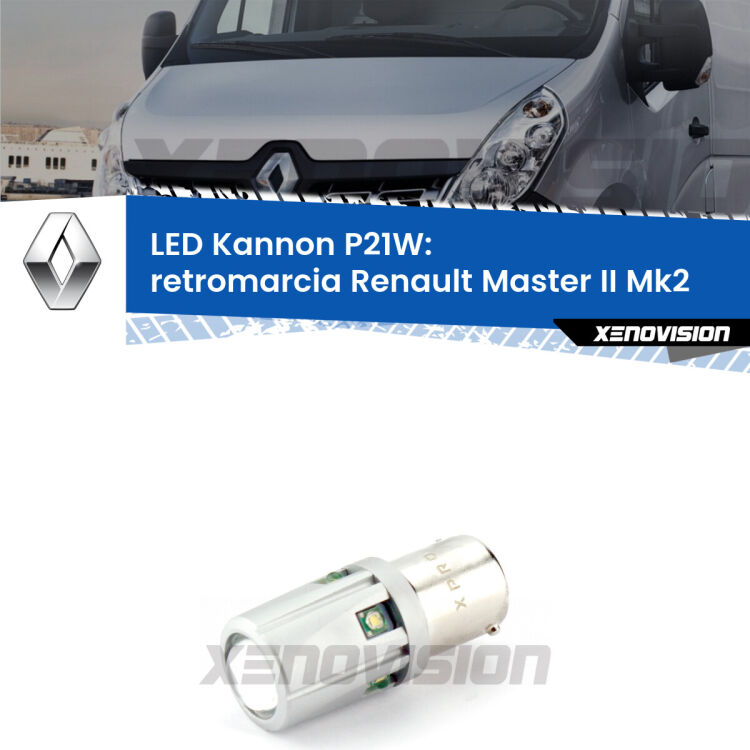 <strong>LED per Retromarcia Renault Master II Mk2 1998 - 2009.</strong>Lampadina P21W con una poderosa illuminazione frontale rafforzata da 5 potenti chip laterali.