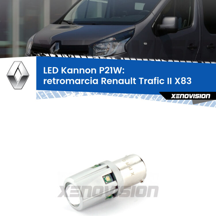 <strong>LED per Retromarcia Renault Trafic II X83 2001 - 2013.</strong>Lampadina P21W con una poderosa illuminazione frontale rafforzata da 5 potenti chip laterali.