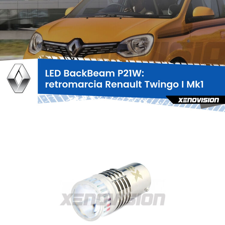 <strong>Retromarcia LED per Renault Twingo I</strong> Mk1 1993 - 2006. Lampada <strong>P21W</strong> canbus. Illumina a giorno con questo straordinario cannone LED a luminosità estrema.