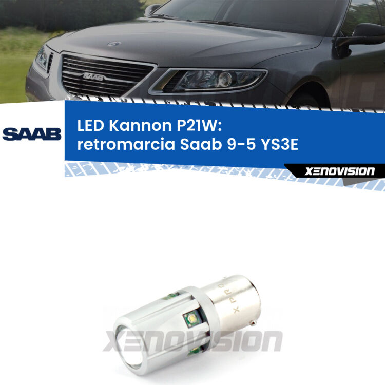 <strong>LED per Retromarcia Saab 9-5 YS3E 1997 - 2010.</strong>Lampadina P21W con una poderosa illuminazione frontale rafforzata da 5 potenti chip laterali.