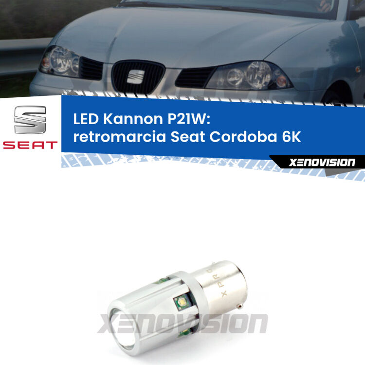 <strong>LED per Retromarcia Seat Cordoba 6K 1993 - 2002.</strong>Lampadina P21W con una poderosa illuminazione frontale rafforzata da 5 potenti chip laterali.