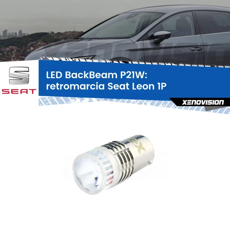 0 Retromarcia LED Seat Leon 1P 2005 - 2012: P21W BackBeam <strong>Retromarcia LED per Seat Leon</strong> 1P 2005 - 2012. Lampada <strong>P21W</strong> canbus. Illumina a giorno con questo straordinario cannone LED a luminosità estrema.