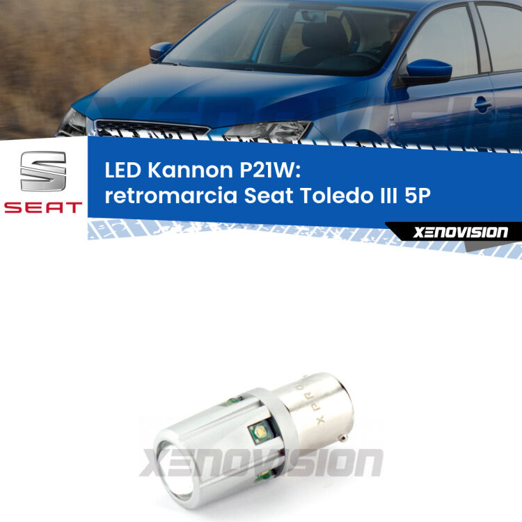 <strong>LED per Retromarcia Seat Toledo III 5P 2004 - 2009.</strong>Lampadina P21W con una poderosa illuminazione frontale rafforzata da 5 potenti chip laterali.