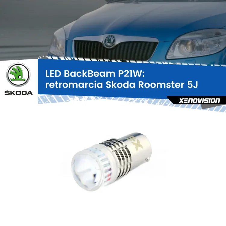 0 Retromarcia LED Skoda Roomster 5J 2006 - 2015: P21W BackBeam <strong>Retromarcia LED per Skoda Roomster</strong> 5J 2006 - 2015. Lampada <strong>P21W</strong> canbus. Illumina a giorno con questo straordinario cannone LED a luminosità estrema.