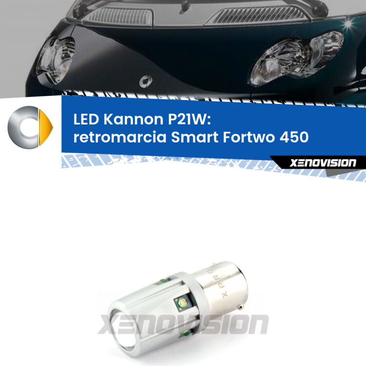 <strong>LED per Retromarcia Smart Fortwo 450 2004 - 2007.</strong>Lampadina P21W con una poderosa illuminazione frontale rafforzata da 5 potenti chip laterali.