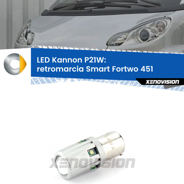 <strong>LED per Retromarcia Smart Fortwo 451 2007 - 2014.</strong>Lampadina P21W con una poderosa illuminazione frontale rafforzata da 5 potenti chip laterali.