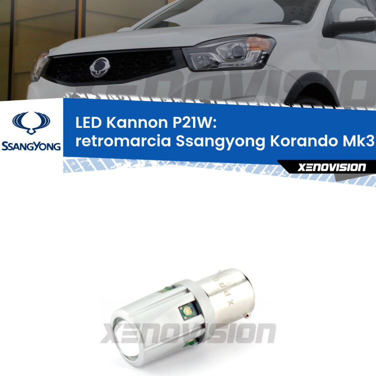 <strong>LED per Retromarcia Ssangyong Korando Mk3 2010 - 2012.</strong>Lampadina P21W con una poderosa illuminazione frontale rafforzata da 5 potenti chip laterali.