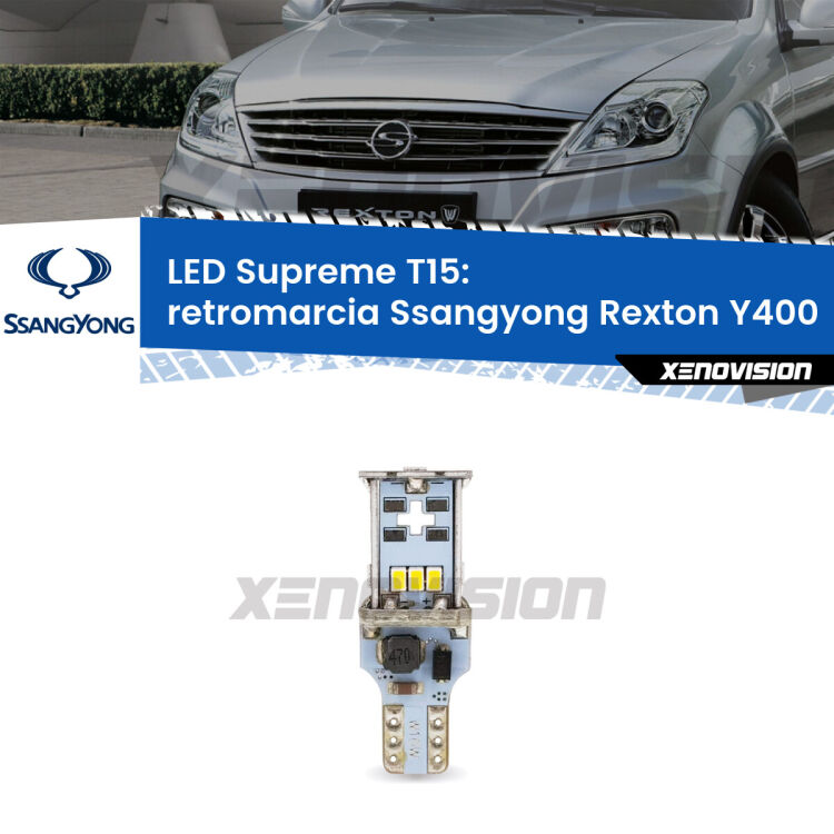 <strong>LED retromarcia per Ssangyong Rexton</strong> Y400 2017 in poi. 15 Chip CREE 3535, sviluppa un'incredibile potenza. Qualità Massima. Oltre 6W reali di pura potenza.