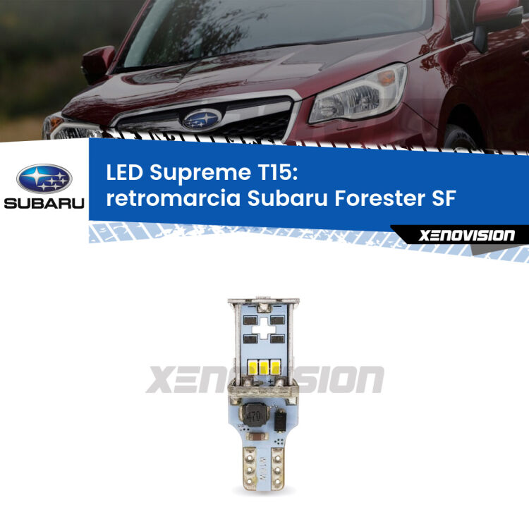 <strong>LED retromarcia per Subaru Forester</strong> SF 1999 - 2002. 15 Chip CREE 3535, sviluppa un'incredibile potenza. Qualità Massima. Oltre 6W reali di pura potenza.