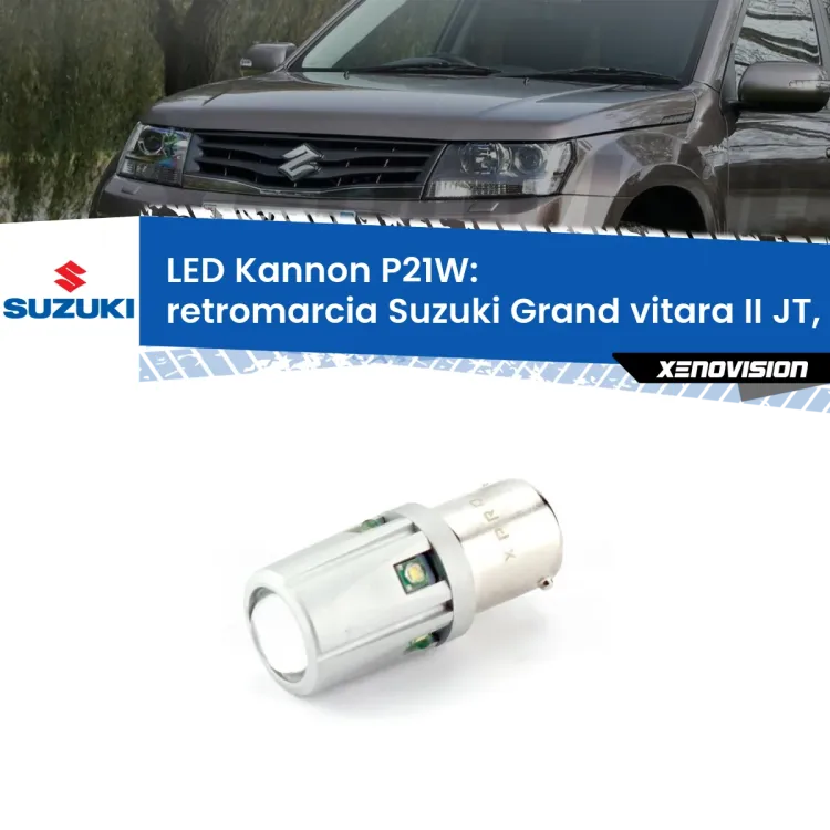 Retromarcia LED Suzuki Grand vitara II JT, TE, TD 2009 - 2015: P21W Kannon <strong>LED per Retromarcia Suzuki Grand vitara II JT, TE, TD 2009 - 2015.</strong>Lampadina P21W con una poderosa illuminazione frontale rafforzata da 5 potenti chip laterali.