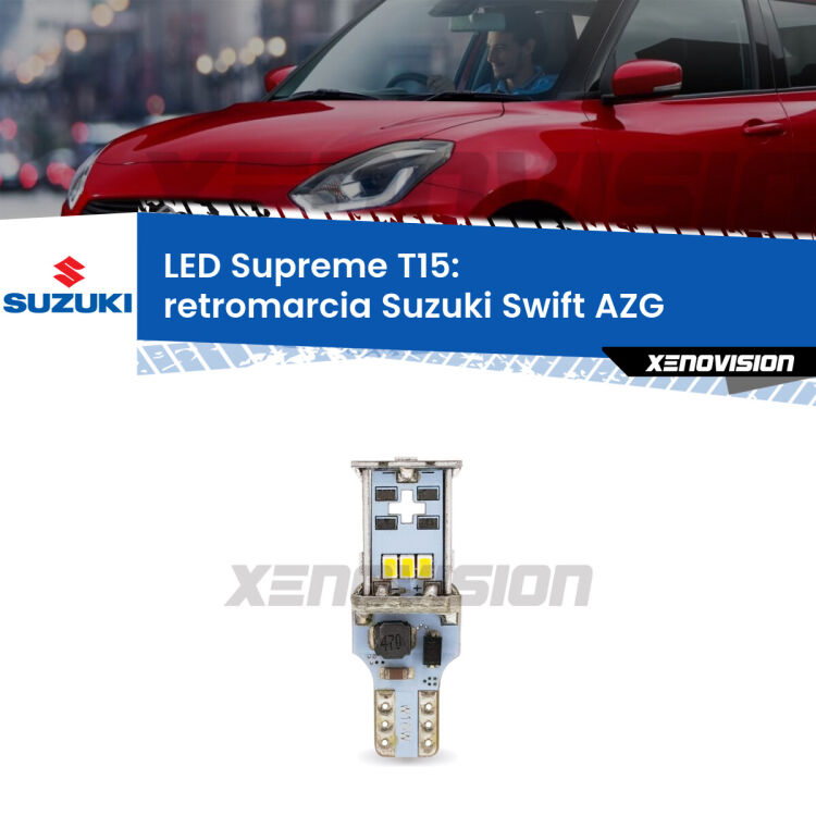 <strong>LED retromarcia per Suzuki Swift</strong> AZG 2010 - 2012. 15 Chip CREE 3535, sviluppa un'incredibile potenza. Qualità Massima. Oltre 6W reali di pura potenza.