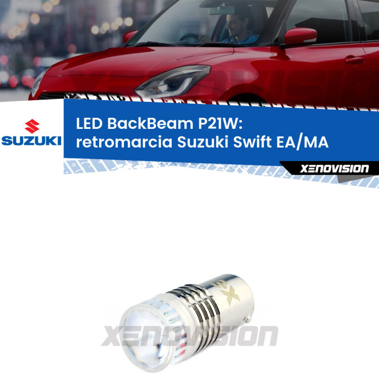 <strong>Retromarcia LED per Suzuki Swift</strong> EA/MA 1989 - 2003. Lampada <strong>P21W</strong> canbus. Illumina a giorno con questo straordinario cannone LED a luminosità estrema.