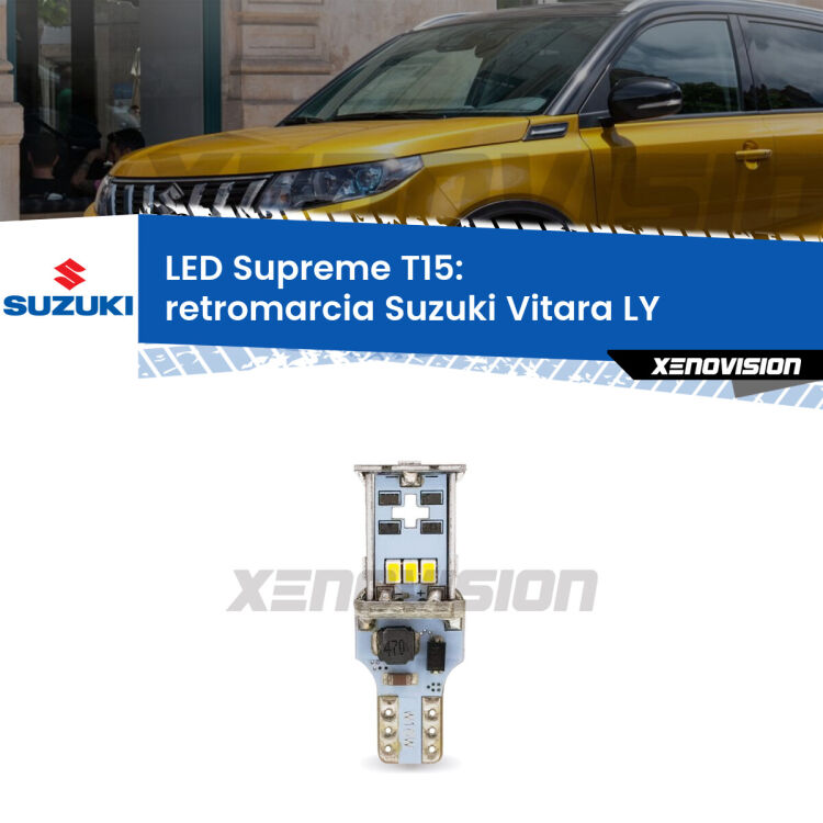 <strong>LED retromarcia per Suzuki Vitara</strong> LY 2015 in poi. 15 Chip CREE 3535, sviluppa un'incredibile potenza. Qualità Massima. Oltre 6W reali di pura potenza.