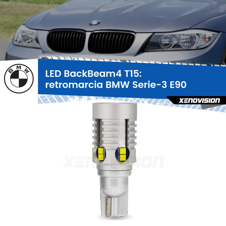 0 Retromarcia LED T15 BackBeam4 per BMW Serie-3 E90 in poi <strong>Retromarcia LED per BMW Serie-3</strong> E90 in poi. Lampada <strong>T15</strong> canbus modello BackBeam4.