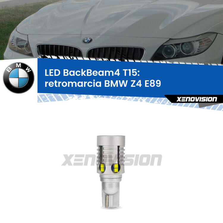<strong>Retromarcia LED per BMW Z4</strong> E89 2009 - 2016. Lampada <strong>T15</strong> canbus modello BackBeam4.