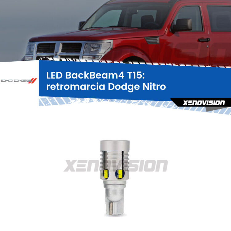<strong>Retromarcia LED per Dodge Nitro</strong>  2006 - 2012. Lampada <strong>T15</strong> canbus modello BackBeam4.