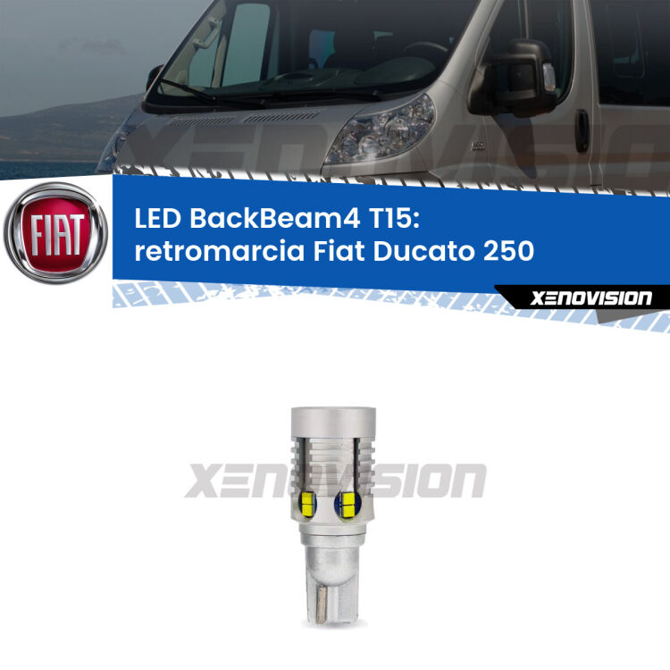 <strong>Retromarcia LED per Fiat Ducato</strong> 250 2014 - 2018. Lampada <strong>T15</strong> canbus modello BackBeam4.