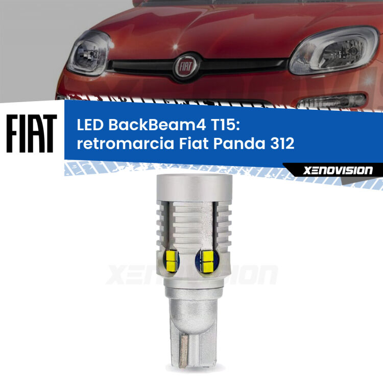 0 Retromarcia LED T15 BackBeam4 per Fiat Panda 312 2012 in poi <strong>Retromarcia LED per Fiat Panda</strong> 312 2012 in poi. Lampada <strong>T15</strong> canbus modello BackBeam4.