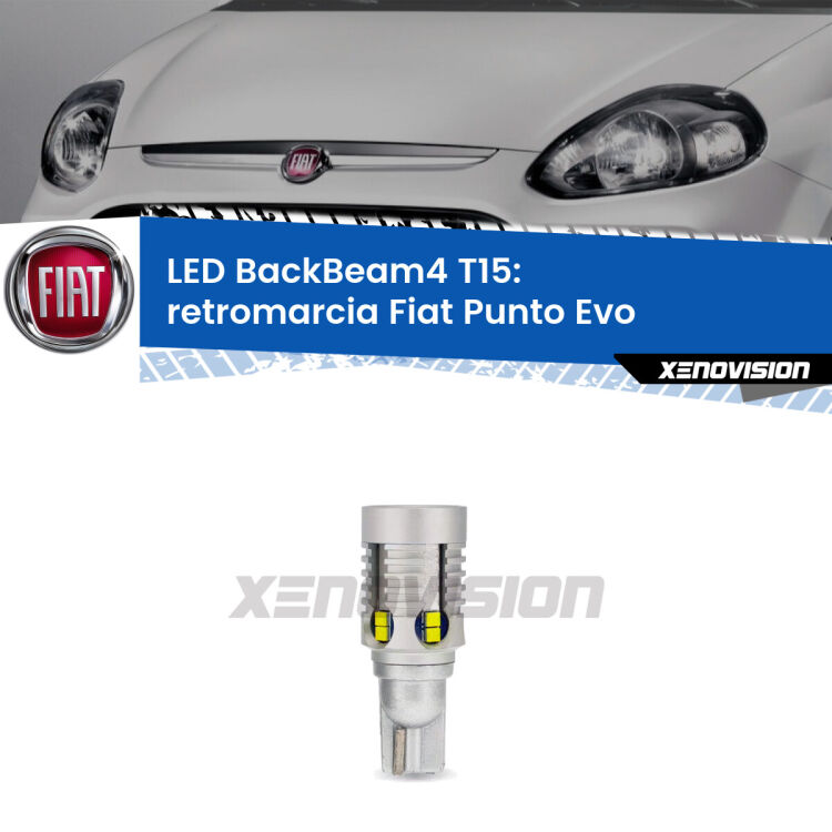 <strong>Retromarcia LED per Fiat Punto Evo</strong>  2009 - 2015. Lampada <strong>T15</strong> canbus modello BackBeam4.