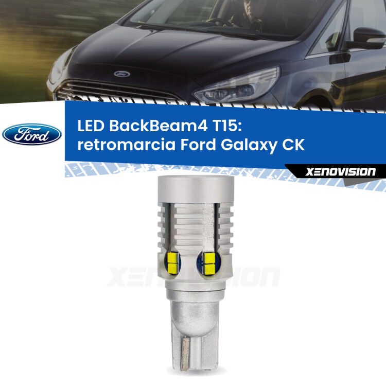 0 Retromarcia LED T15 BackBeam4 per Ford Galaxy CK 2015 - 2018 <strong>Retromarcia LED per Ford Galaxy</strong> CK 2015 - 2018. Lampada <strong>T15</strong> canbus modello BackBeam4.