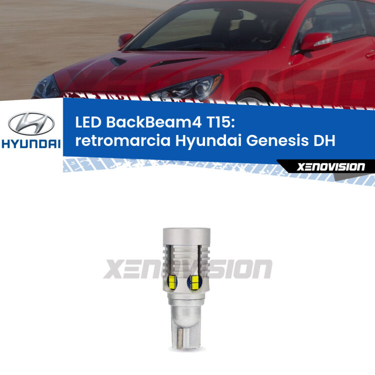 <strong>Retromarcia LED per Hyundai Genesis</strong> DH 2014 in poi. Lampada <strong>T15</strong> canbus modello BackBeam4.