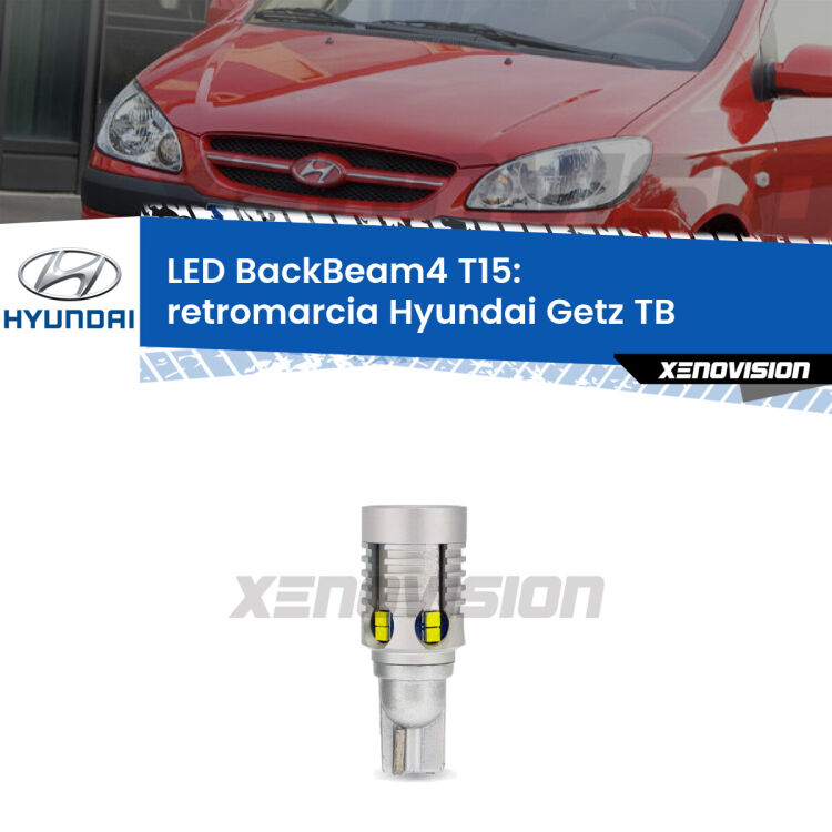 <strong>Retromarcia LED per Hyundai Getz</strong> TB 2002 - 2009. Lampada <strong>T15</strong> canbus modello BackBeam4.