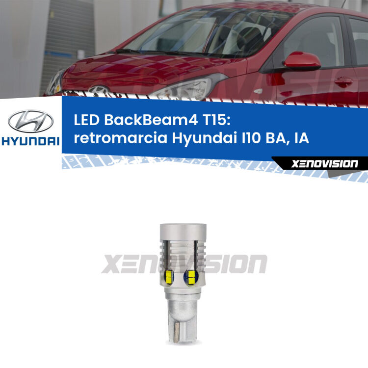 <strong>Retromarcia LED per Hyundai I10</strong> BA, IA 2013 - 2016. Lampada <strong>T15</strong> canbus modello BackBeam4.