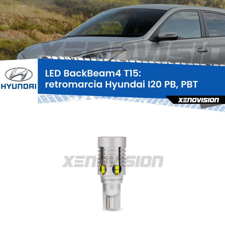 <strong>Retromarcia LED per Hyundai I20</strong> PB, PBT 2008 - 2015. Lampada <strong>T15</strong> canbus modello BackBeam4.