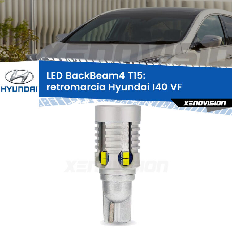 <strong>Retromarcia LED per Hyundai I40</strong> VF 2012 in poi. Lampada <strong>T15</strong> canbus modello BackBeam4.
