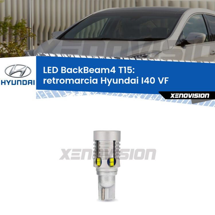 <strong>Retromarcia LED per Hyundai I40</strong> VF 2012 in poi. Lampada <strong>T15</strong> canbus modello BackBeam4.