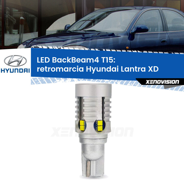0 Retromarcia LED T15 BackBeam4 per Hyundai Lantra XD 2003 - 2006 <strong>Retromarcia LED per Hyundai Lantra</strong> XD 2003 - 2006. Lampada <strong>T15</strong> canbus modello BackBeam4.
