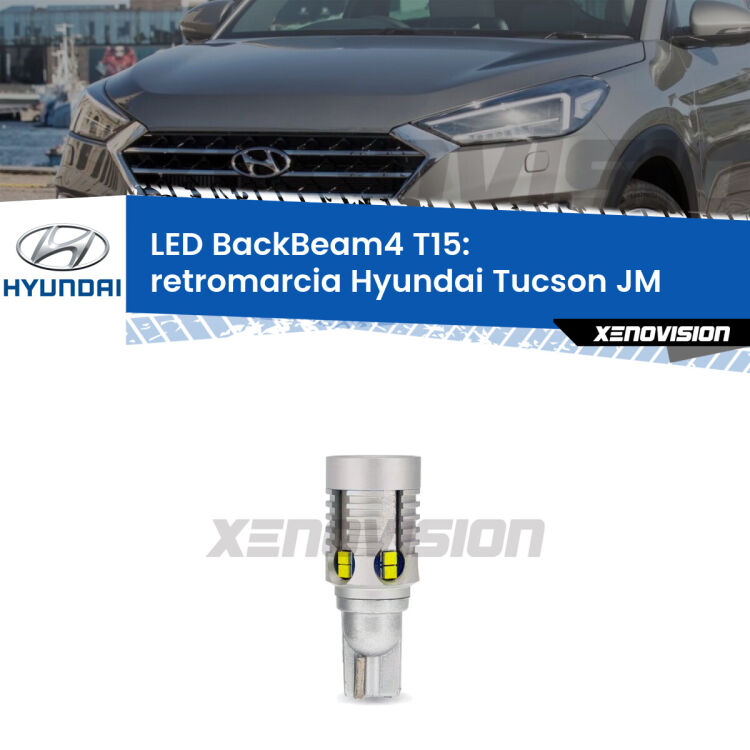 <strong>Retromarcia LED per Hyundai Tucson</strong> JM 2004 - 2015. Lampada <strong>T15</strong> canbus modello BackBeam4.