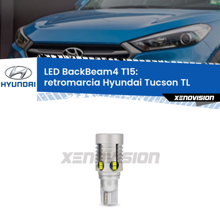 <strong>Retromarcia LED per Hyundai Tucson</strong> TL 2015 - 2021. Lampada <strong>T15</strong> canbus modello BackBeam4.