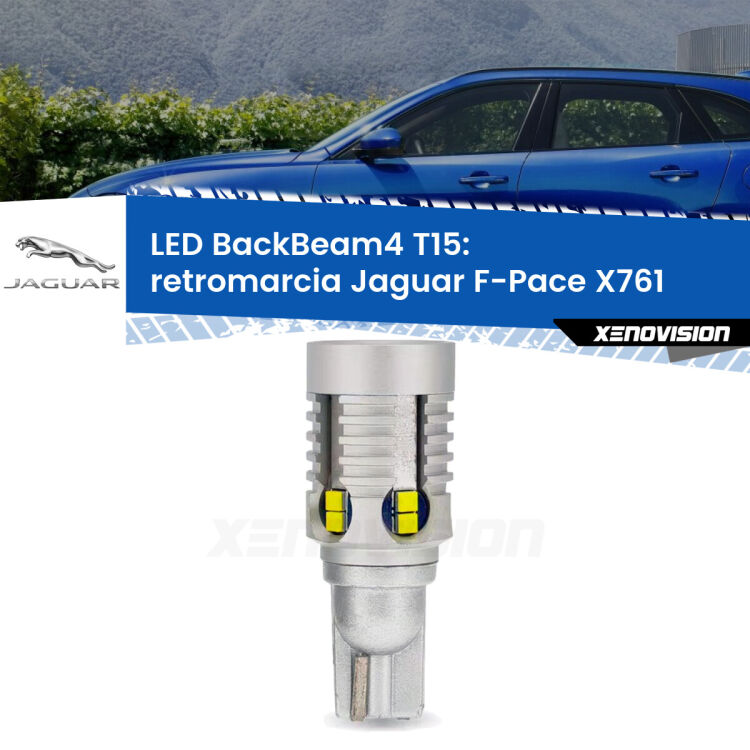0 Retromarcia LED T15 BackBeam4 per Jaguar F-Pace X761 2015 in poi <strong>Retromarcia LED per Jaguar F-Pace</strong> X761 2015 in poi. Lampada <strong>T15</strong> canbus modello BackBeam4.