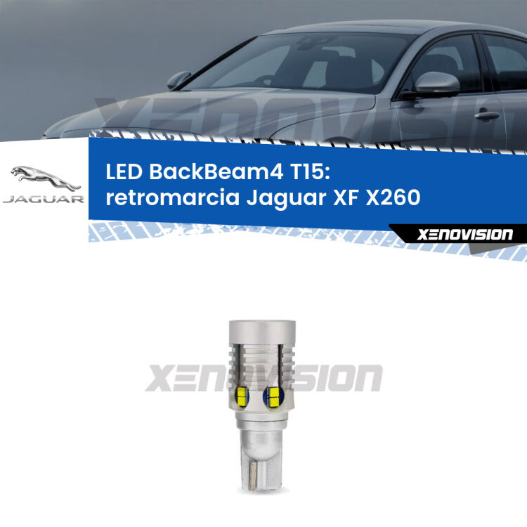 <strong>Retromarcia LED per Jaguar XF</strong> X260 2015 in poi. Lampada <strong>T15</strong> canbus modello BackBeam4.