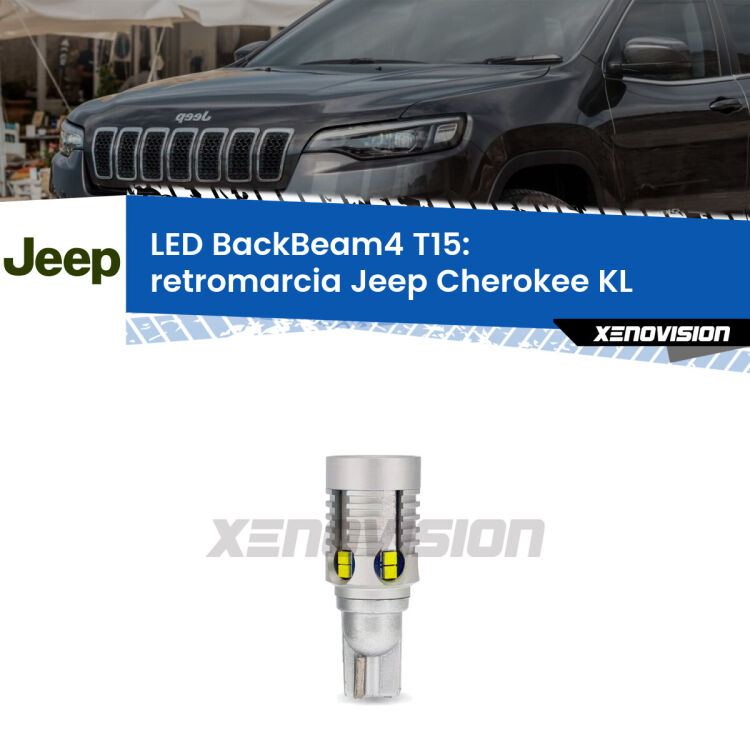 <strong>Retromarcia LED per Jeep Cherokee</strong> KL 2014 in poi. Lampada <strong>T15</strong> canbus modello BackBeam4.