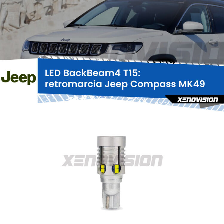 <strong>Retromarcia LED per Jeep Compass</strong> MK49 2006 - 2010. Lampada <strong>T15</strong> canbus modello BackBeam4.