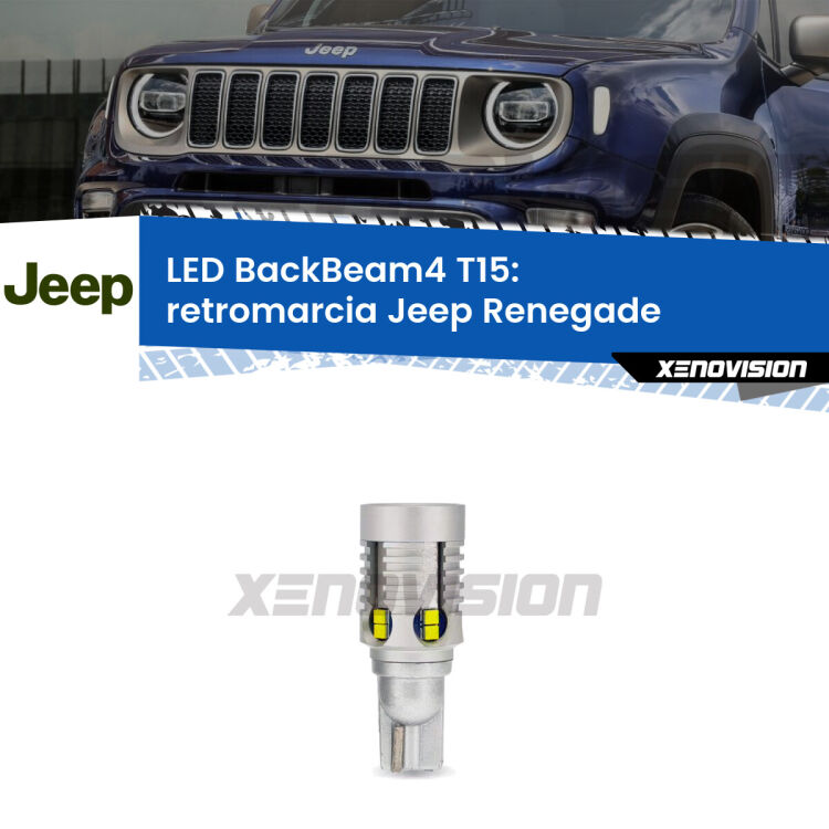 <strong>Retromarcia LED per Jeep Renegade</strong>  2014 in poi. Lampada <strong>T15</strong> canbus modello BackBeam4.